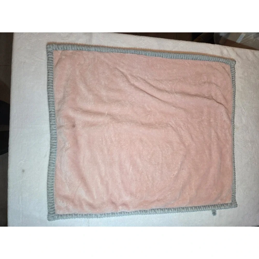 316 Pink Gray Plush Baby Blanket 30x36 Soft Fleece Nursery Security Lovey